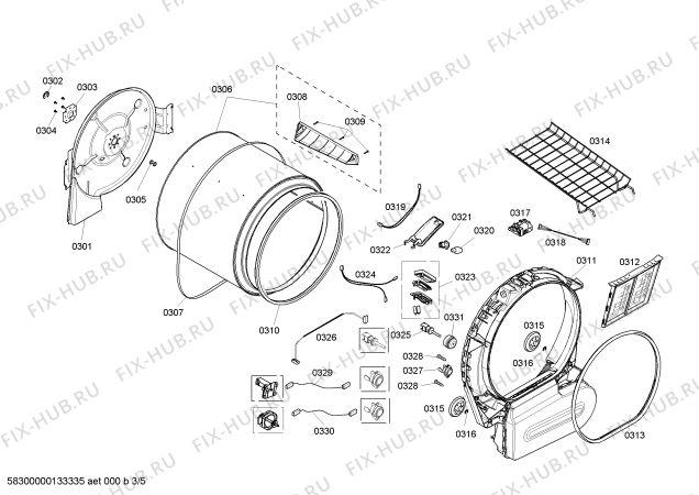 Взрыв-схема сушильной машины Bosch WTMC5330CN Nexxt 500 plus Series - Схема узла 03