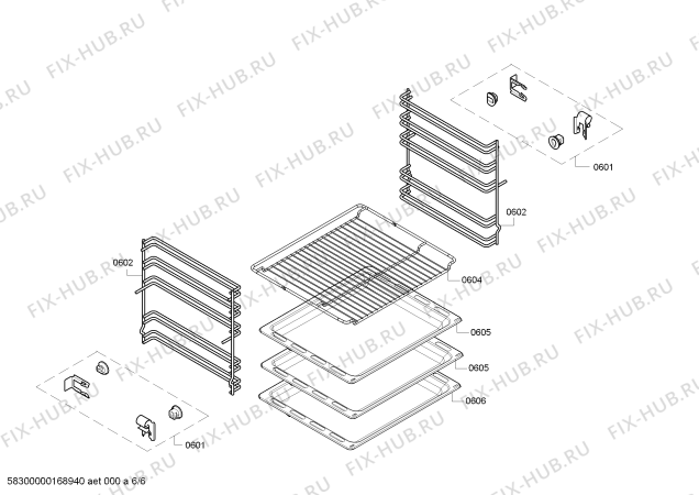 Взрыв-схема плиты (духовки) Bosch HCE722123V - Схема узла 06