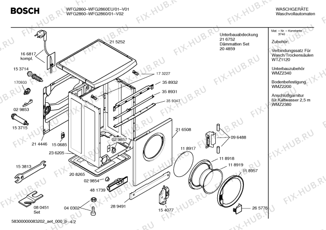 Схема №2 WFG2860EU WFG2860 с изображением Панель управления для стиральной машины Bosch 00359930
