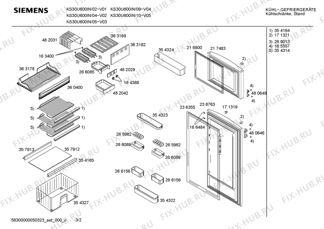 Взрыв-схема холодильника Siemens KS30U600IN - Схема узла 02