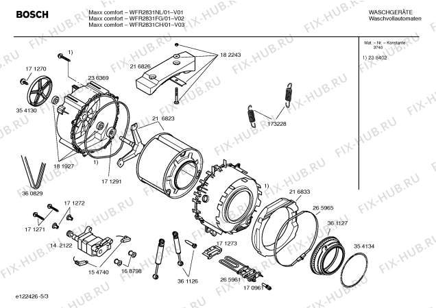 Взрыв-схема стиральной машины Bosch WFR2831FG Maxx comfort WFR2831 - Схема узла 03