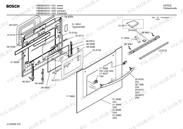 Схема №3 HBN8562 с изображением Панель управления для плиты (духовки) Bosch 00369632