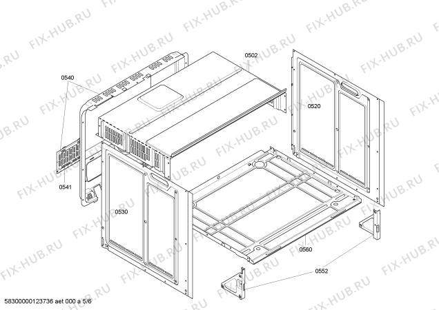 Взрыв-схема плиты (духовки) Bosch HBN230551A - Схема узла 05