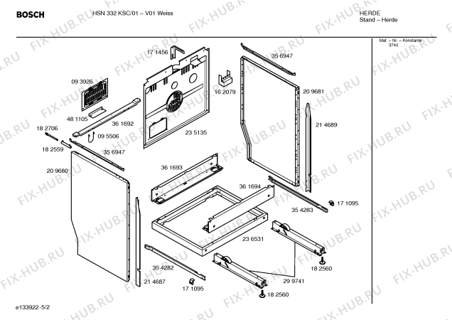 Схема №1 HSN422KSC с изображением Стеклокерамика для электропечи Bosch 00215355