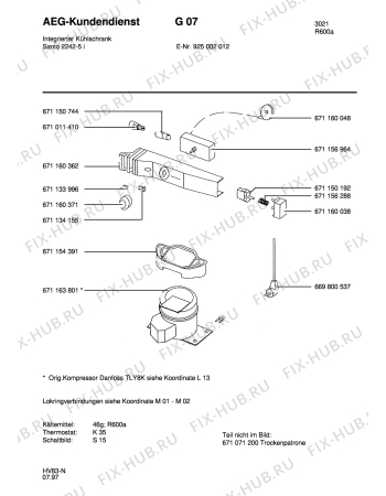 Взрыв-схема холодильника Aeg S2242-5 I - Схема узла Refrigerator cooling system