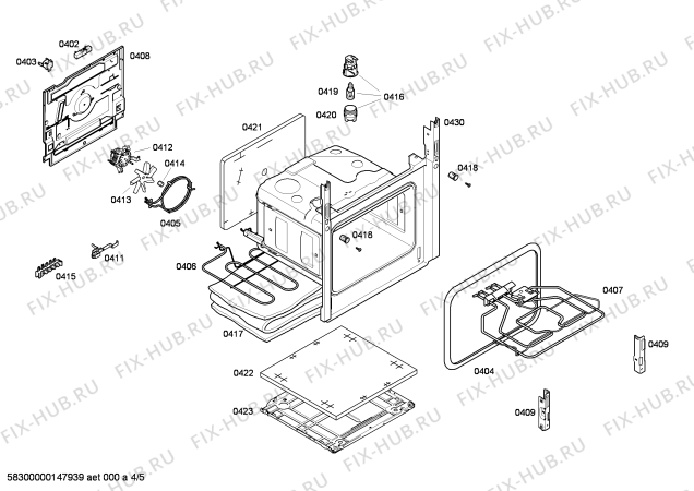 Взрыв-схема плиты (духовки) Bosch HCE744250R - Схема узла 04