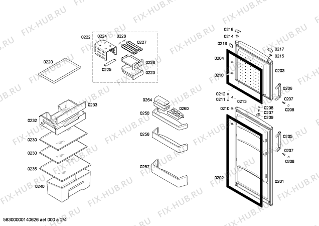 Схема №1 KD30NX73 с изображением Дверь для холодильной камеры Siemens 00248812