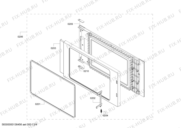 Схема №1 HF25M6R2 с изображением Дверь для духового шкафа Siemens 00682827