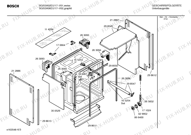 Взрыв-схема посудомоечной машины Bosch SGI53A06EU - Схема узла 03