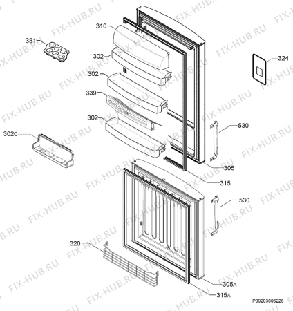 Взрыв-схема холодильника Electrolux ENB44693X - Схема узла Door 003