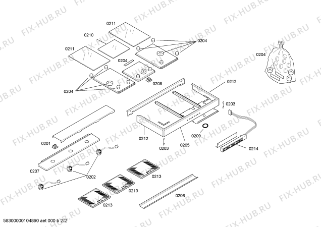 Схема №1 AW541190 с изображением Осветительная планка для вентиляции Bosch 00473974