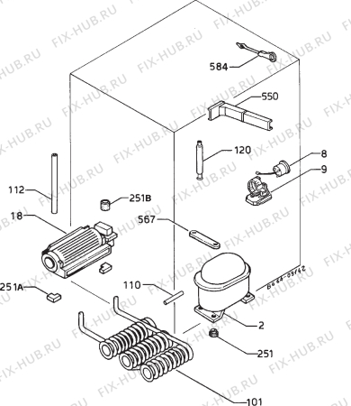 Взрыв-схема холодильника Tricity Bendix BR592W - Схема узла Cooling system 017