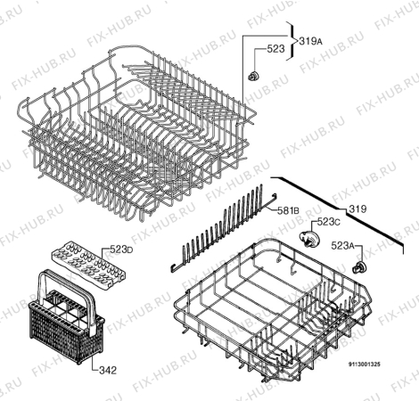 Взрыв-схема посудомоечной машины Aeg F.2807 - Схема узла Basket 160