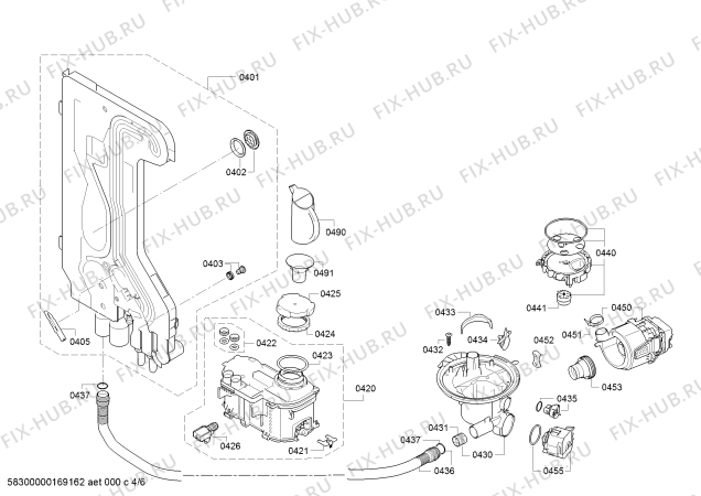 Взрыв-схема посудомоечной машины Bosch SMI57L15EU SilencePlus - Схема узла 04