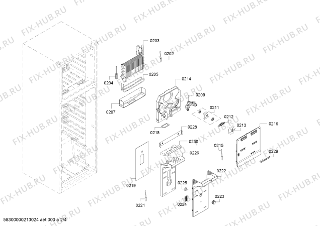 Взрыв-схема холодильника Bosch KDN28NW20B - Схема узла 02