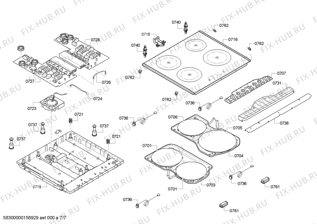 Взрыв-схема плиты (духовки) Bosch HCE748321W - Схема узла 07