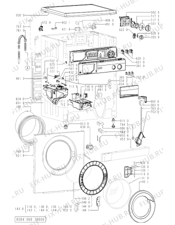 Схема №1 AWV 068/4 с изображением Декоративная панель для стиралки Whirlpool 481245213433