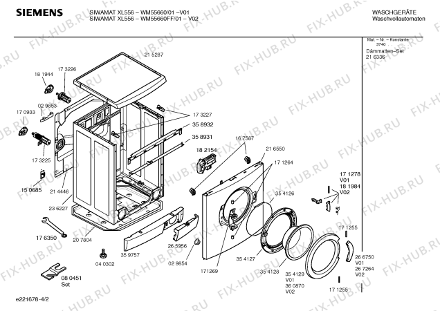 Схема №2 WM55660FF SIWAMAT XL556 с изображением Инструкция по установке и эксплуатации для стиральной машины Siemens 00527843