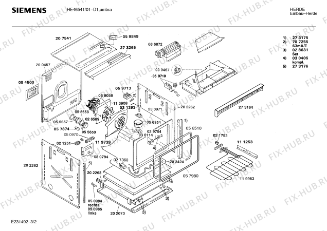 Взрыв-схема плиты (духовки) Siemens HE46541 - Схема узла 02