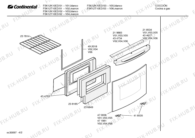 Взрыв-схема плиты (духовки) Continental FSK12T10ED RENO II CBU - Схема узла 02