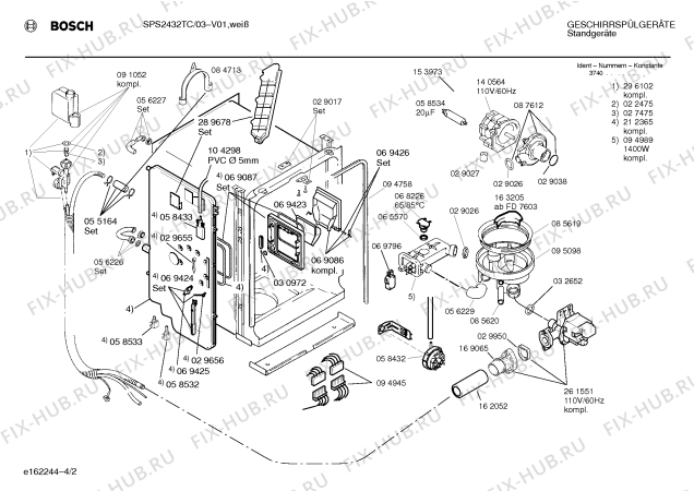 Схема №1 SPS2432TC с изображением Щелочная помпа для посудомоечной машины Bosch 00261551