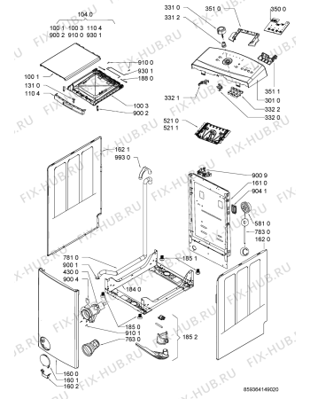 Схема №1 AWE 6419P с изображением Обшивка для стиралки Whirlpool 481010497248