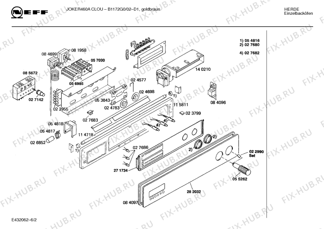 Схема №1 B1172G0 JOKER 460 A CLOU с изображением Панель управления для плиты (духовки) Bosch 00282032
