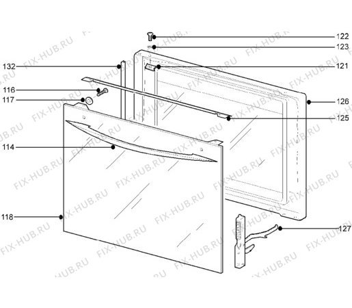 Взрыв-схема плиты (духовки) Parkinson Cowan A90GA/2BL - Схема узла Door, main (large)