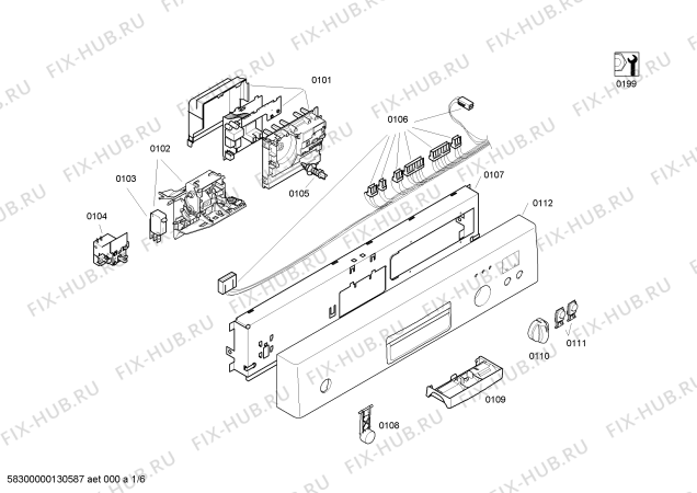 Схема №1 3VU551XD с изображением Панель управления для посудомоечной машины Bosch 00662507