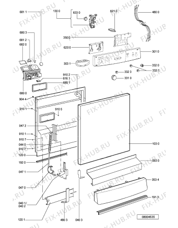 Схема №1 ADP 6836 WH с изображением Панель для посудомоечной машины Whirlpool 481245373304