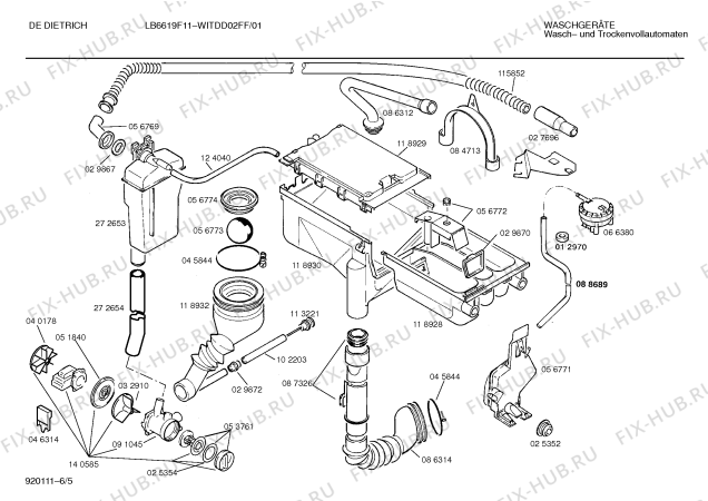 Схема №2 WITDD02FF De Dietrich LB6619f11 с изображением Переключатель для стиральной машины Bosch 00067158