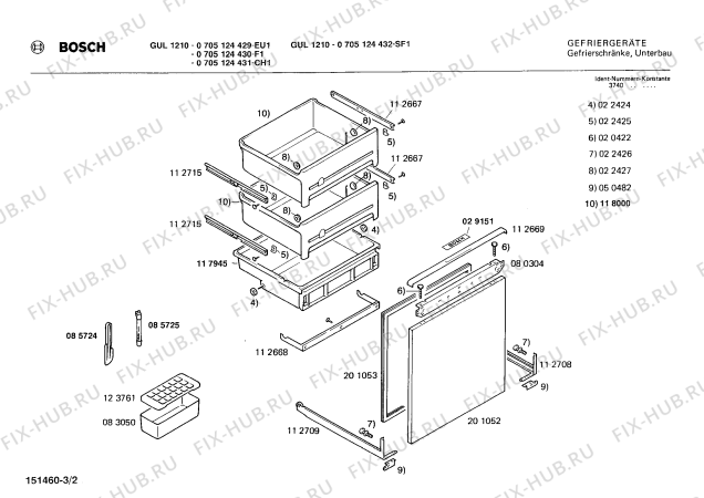 Взрыв-схема холодильника Bosch 0705124431 GUL1210 - Схема узла 02