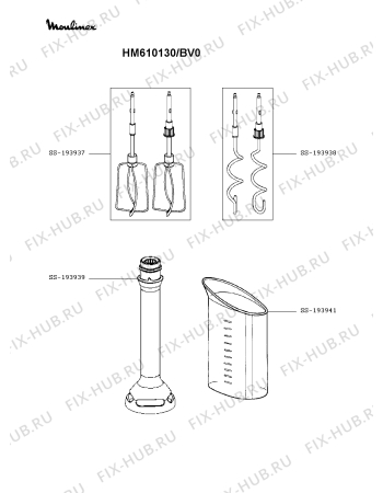 Взрыв-схема блендера (миксера) Moulinex HM610130/BV0 - Схема узла YP004373.8P2