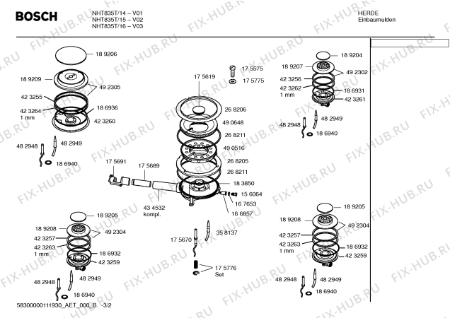 Схема №1 NHT835T с изображением Инструкция по эксплуатации для электропечи Bosch 00581667