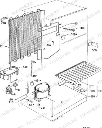 Взрыв-схема холодильника Zanussi ZFC26/63D - Схема узла Cooling system 017