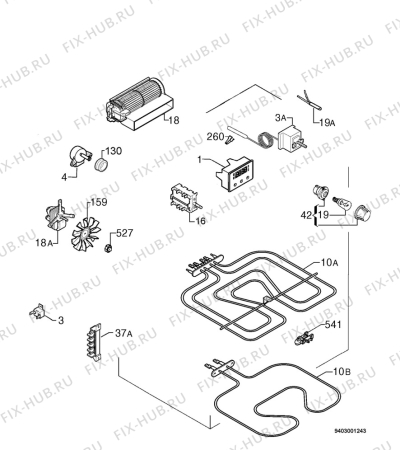 Взрыв-схема плиты (духовки) Faure CMCI630W - Схема узла Electrical equipment 268