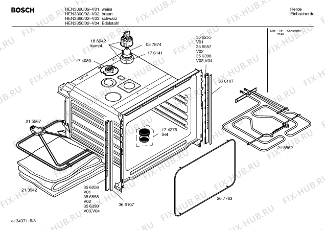 Схема №1 HEN3350 с изображением Инструкция по эксплуатации для электропечи Bosch 00581293