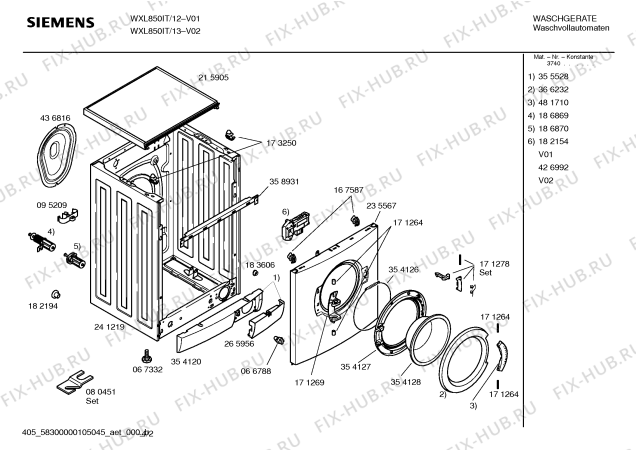 Схема №1 WXL850IT Siwamat XL850 с изображением Инструкция по эксплуатации для стиралки Siemens 00592742