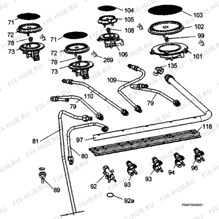 Взрыв-схема плиты (духовки) Zanussi EKG5001 - Схема узла Section 6