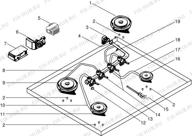 Взрыв-схема плиты (духовки) SCHOLTES TLN600CFTLIXNL (F015888) - Схема узла