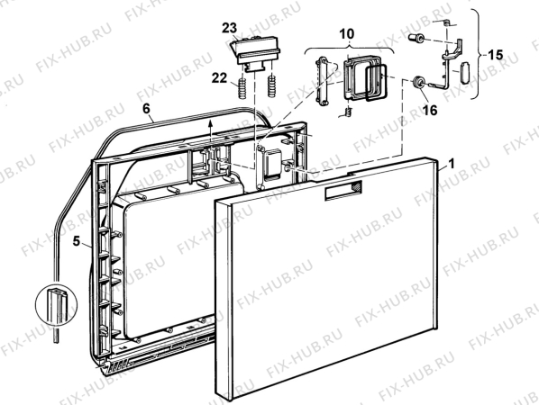Взрыв-схема посудомоечной машины Arthurmartinelux ASF222 - Схема узла Door 003