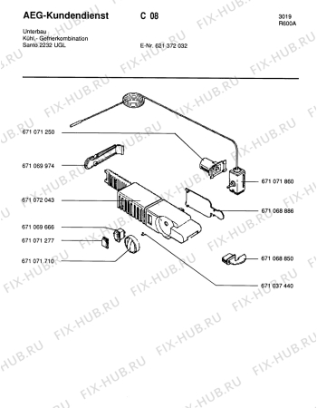 Взрыв-схема холодильника Aeg SAN2232 U - Схема узла Refrigerator electrical equipment