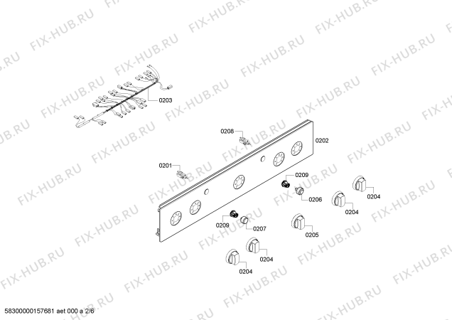 Взрыв-схема плиты (духовки) Siemens HP223210P - Схема узла 02