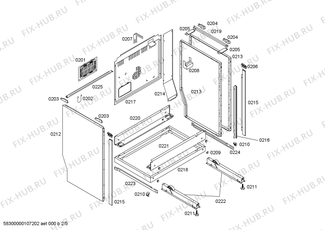 Взрыв-схема плиты (духовки) Siemens HS27229SSE - Схема узла 02