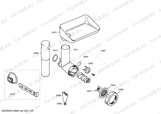 Взрыв-схема кухонного комбайна Bosch MUM4406 ProfiMixx 44 - Схема узла 04