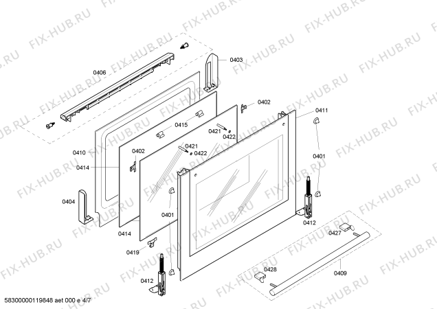 Взрыв-схема плиты (духовки) Bosch HLN122050X - Схема узла 04