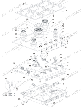 Схема №1 BOX60TCPROF (155067, PBX60) с изображением Запчасть для плиты (духовки) Gorenje 505772