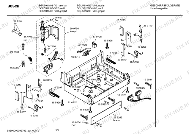 Взрыв-схема посудомоечной машины Bosch SGU5912 - Схема узла 05