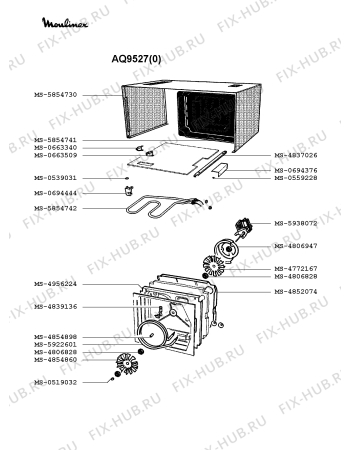 Взрыв-схема микроволновой печи Moulinex AQ9527(0) - Схема узла XP002382.9P3