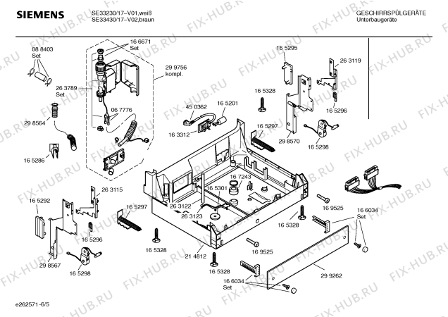 Взрыв-схема посудомоечной машины Siemens SE33430 - Схема узла 05